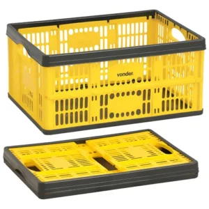 Canasto Plegable Plástico Amarillo con Asas Laterales